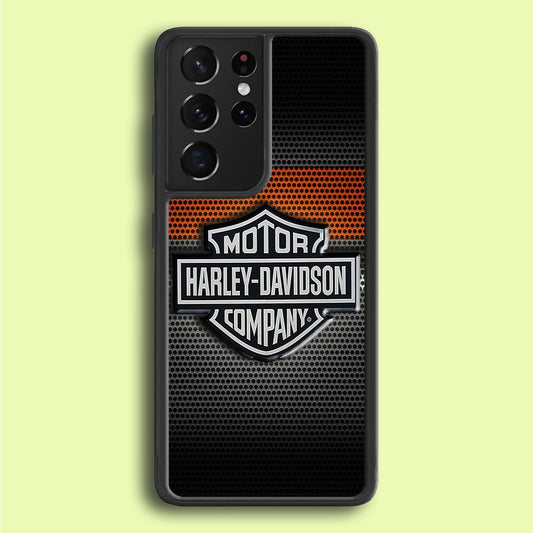 Harley Silver Motif Samsung Galaxy S21 Ultra Case-Rubber / Black (2D Case)-Xtracase