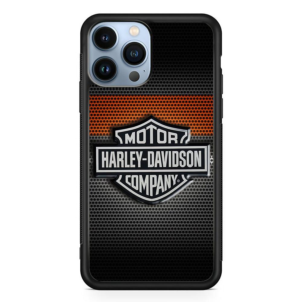 Harley Silver Motif iPhone 13 Pro Max Case-Rubber / Black (2D Case)-Xtracase