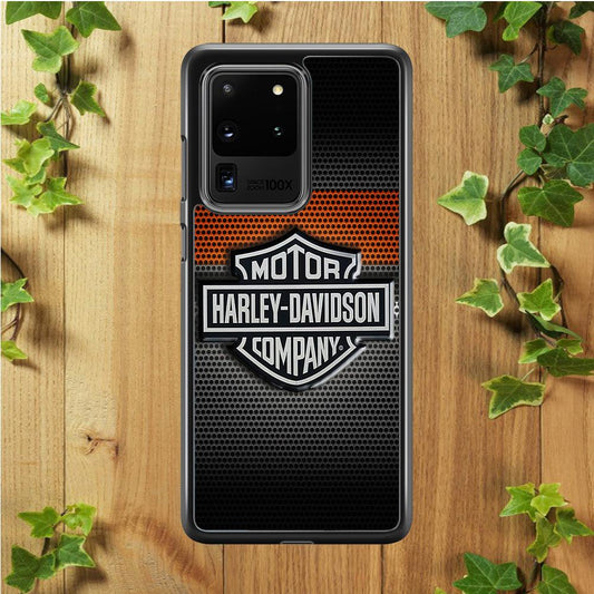 Harley Silver Motif Samsung Galaxy S20 Ultra Case-Rubber / Black (2D Case)-Xtracase