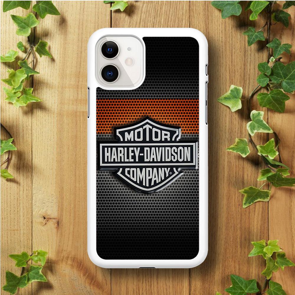 Harley Silver Motif iPhone 11 Case-Rubber / White (2D Case)-Xtracase