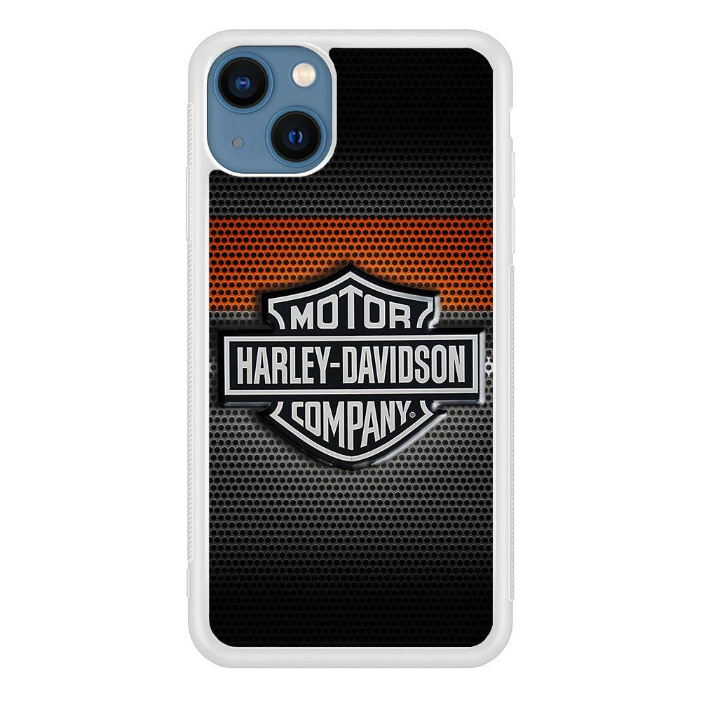 Harley Silver Motif iPhone 13 Case-Rubber / White (2D Case)-Xtracase