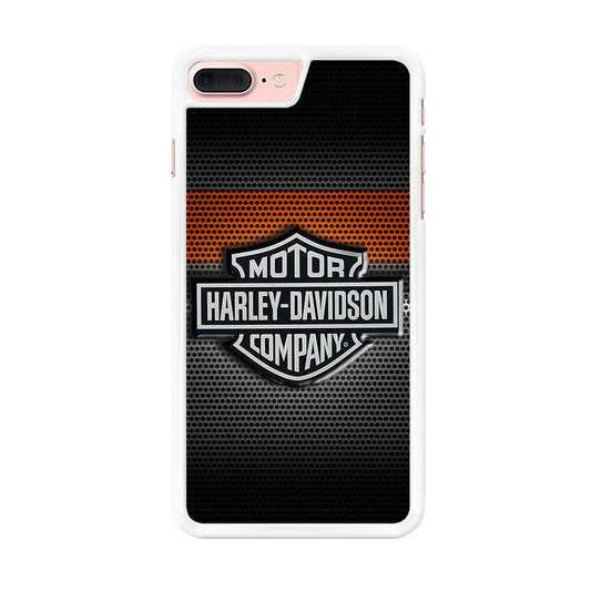 Harley Silver Motif iPhone 8 Plus Case-Rubber / White (2D Case)-Xtracase