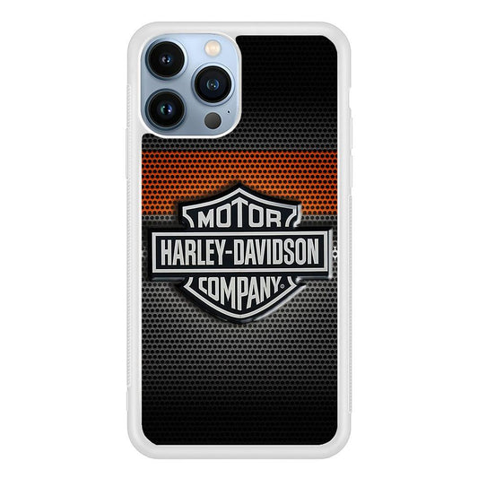 Harley Silver Motif iPhone 13 Pro Case-Rubber / White (2D Case)-Xtracase