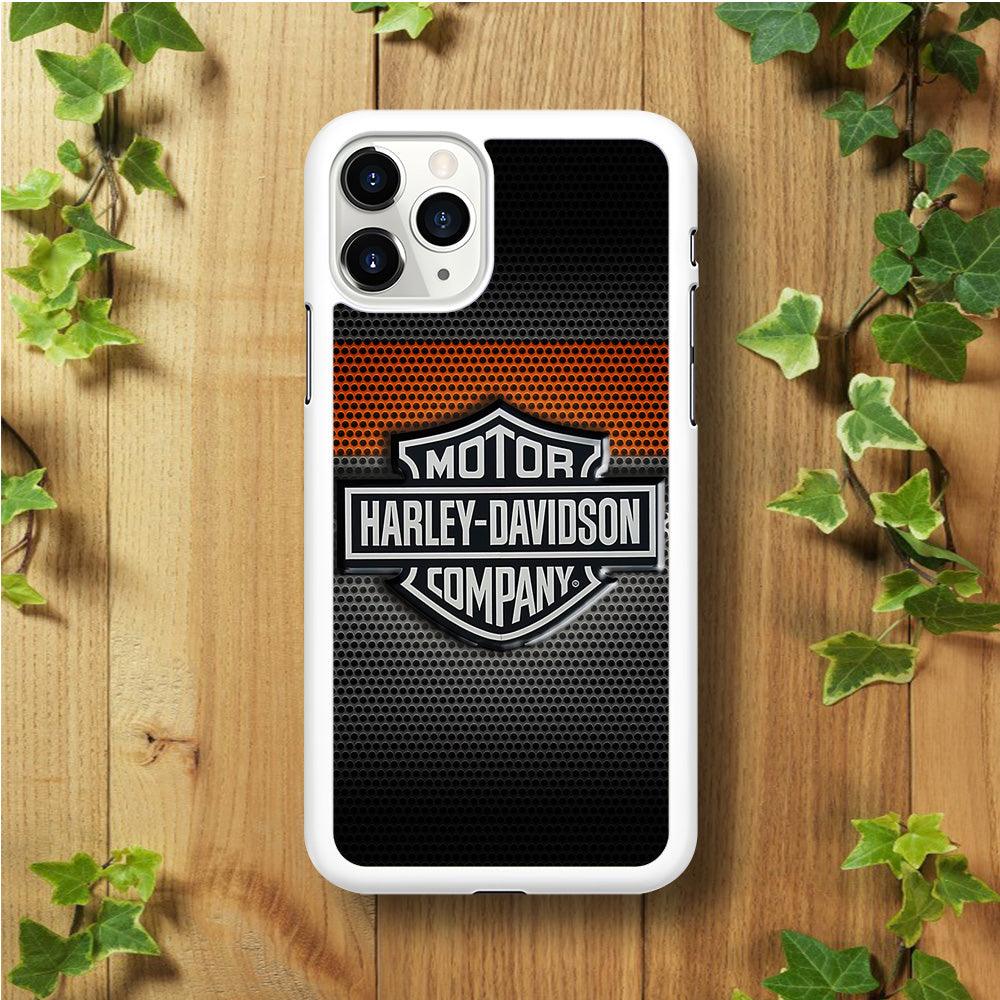 Harley Silver Motif iPhone 11 Pro Max Case-Rubber / White (2D Case)-Xtracase