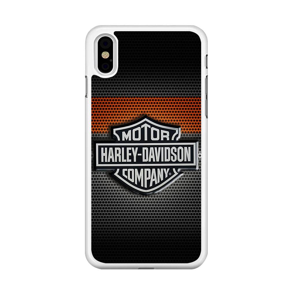 Harley Silver Motif iPhone Xs Case-Rubber / White (2D Case)-Xtracase