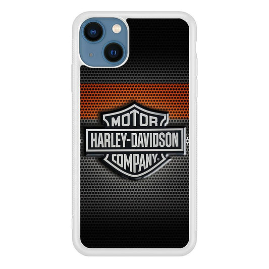 Harley Silver Motif iPhone 13 Mini Case-Rubber / White (2D Case)-Xtracase