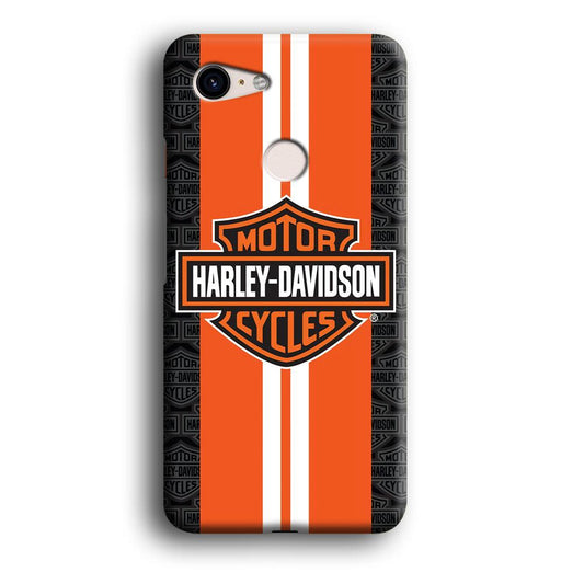 Harley Davidson White Striped Orange Google Pixel 3 3D Case-Xtracase