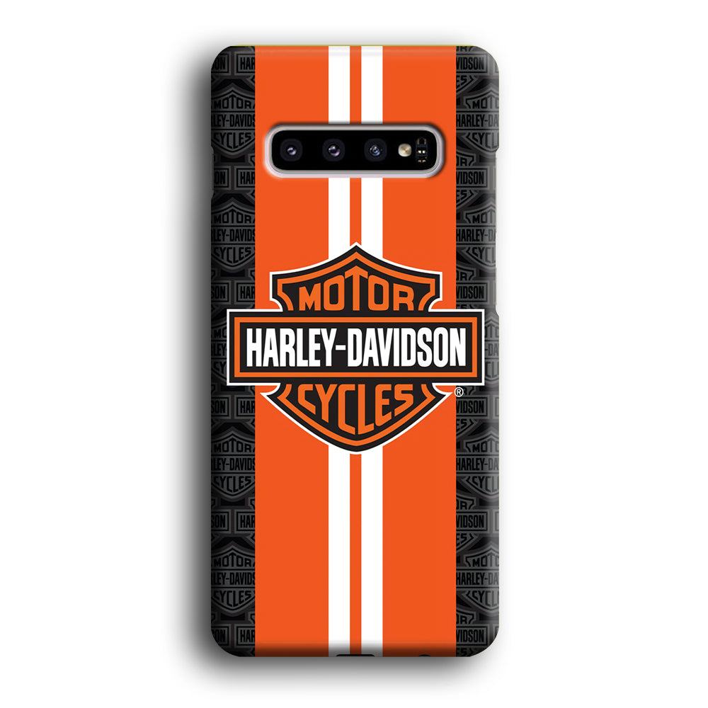 Harley Davidson White Striped Orange Samsung Galaxy S10 Plus Case