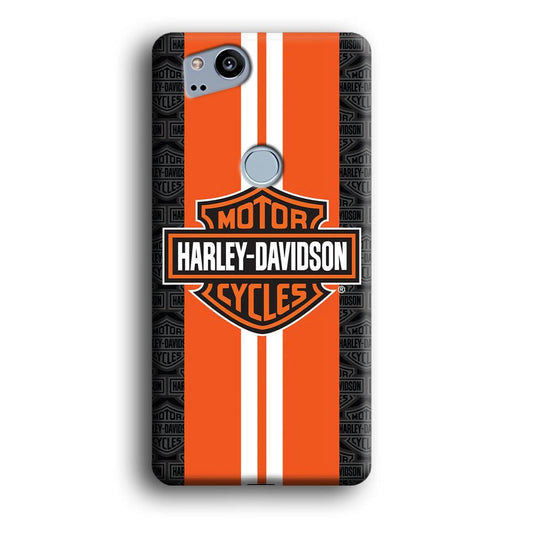 Harley Davidson White Striped Orange Google Pixel 2 3D Case-Xtracase