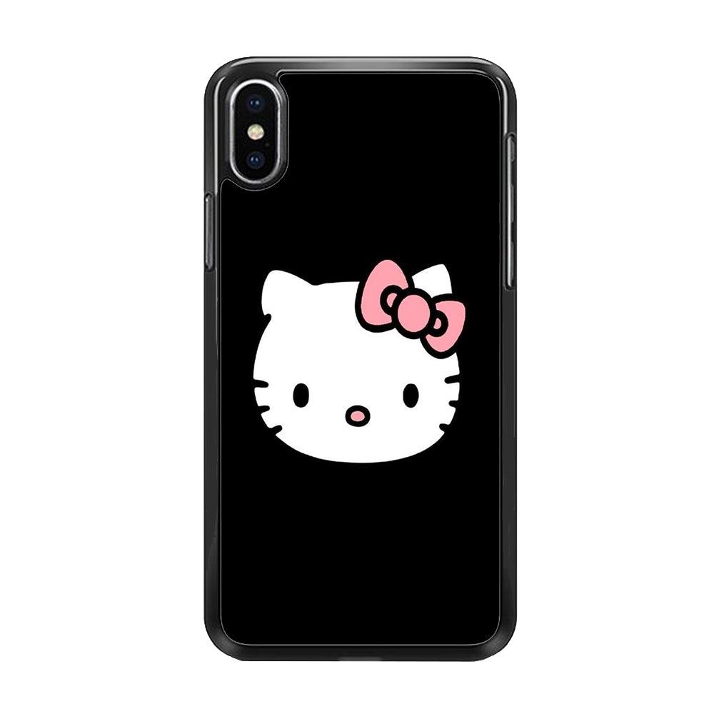 Hello kitty iPhone Xs Case-Rubber / Black (2D Case)-Xtracase