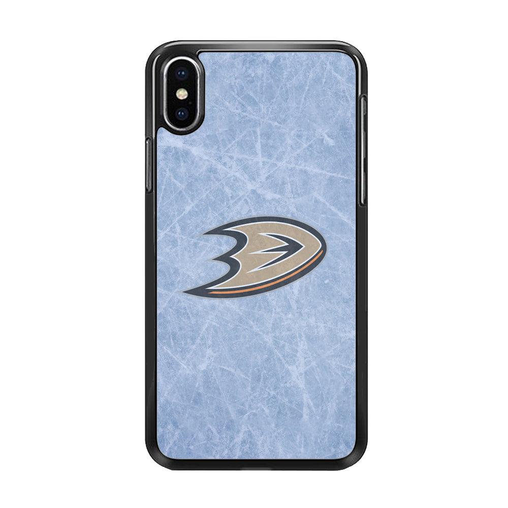 Hockey Anaheim Ducks NHL 001 iPhone Xs Case-Rubber / Black (2D Case)-Xtracase
