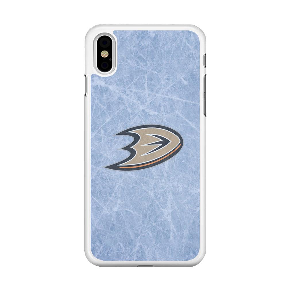Hockey Anaheim Ducks NHL 001 iPhone Xs Case-Rubber / White (2D Case)-Xtracase