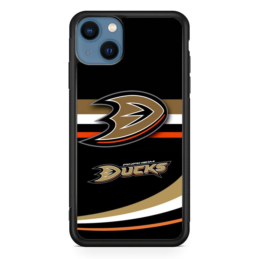 Hockey Anaheim Ducks NHL 002 iPhone 13 Case-Rubber / Black (2D Case)-Xtracase