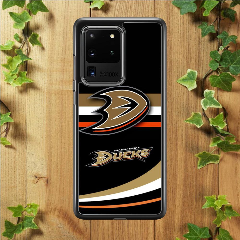 Hockey Anaheim Ducks NHL 002 Samsung Galaxy S20 Ultra Case-Rubber / White (2D Case)-Xtracase