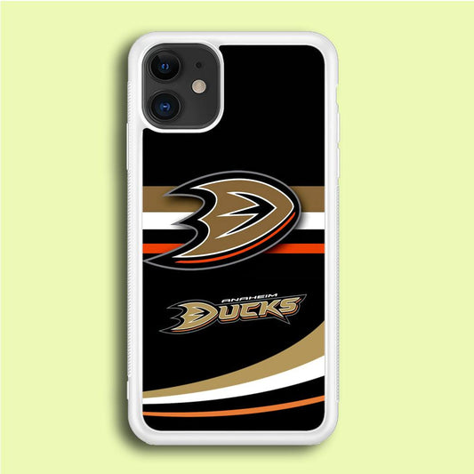 Hockey Anaheim Ducks NHL 002 iPhone 12 Case-Rubber / White (2D Case)-Xtracase