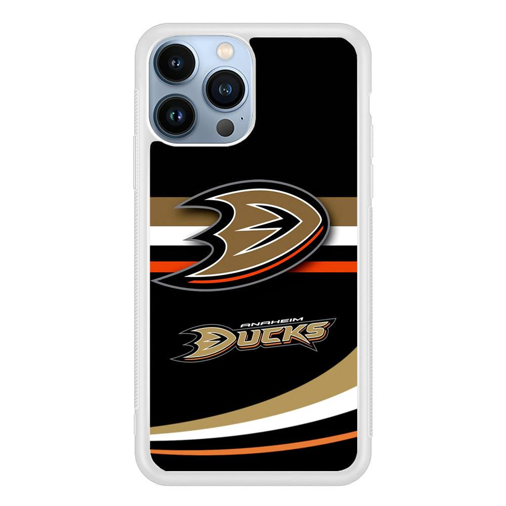 Hockey Anaheim Ducks NHL 002 iPhone 13 Pro Max Case-Rubber / White (2D Case)-Xtracase