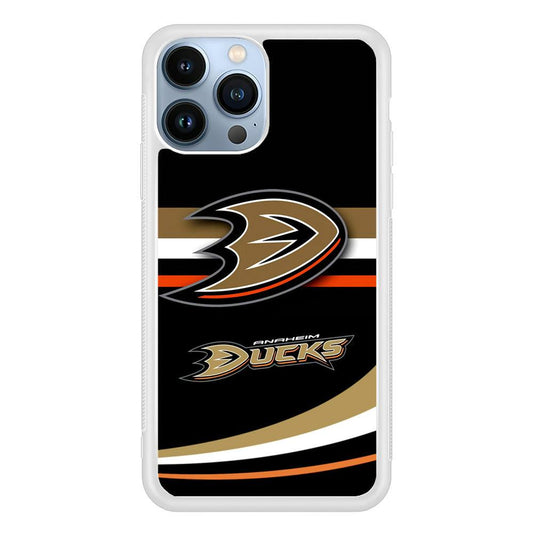 Hockey Anaheim Ducks NHL 002 iPhone 13 Pro Case-Rubber / White (2D Case)-Xtracase