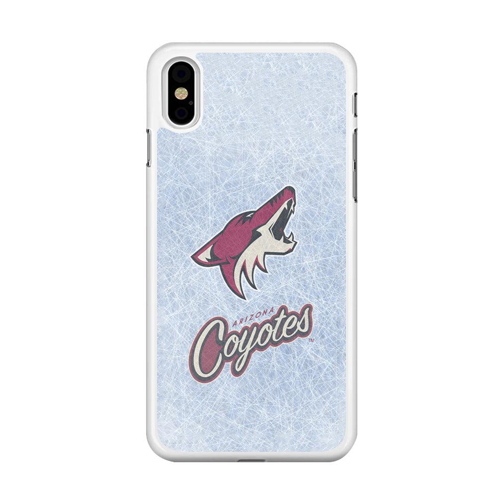 Hockey Arizona Coyotes NHL 002 iPhone Xs Case-Rubber / White (2D Case)-Xtracase