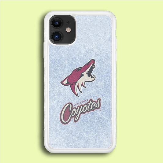 Hockey Arizona Coyotes NHL 002 iPhone 12 Case-Rubber / White (2D Case)-Xtracase