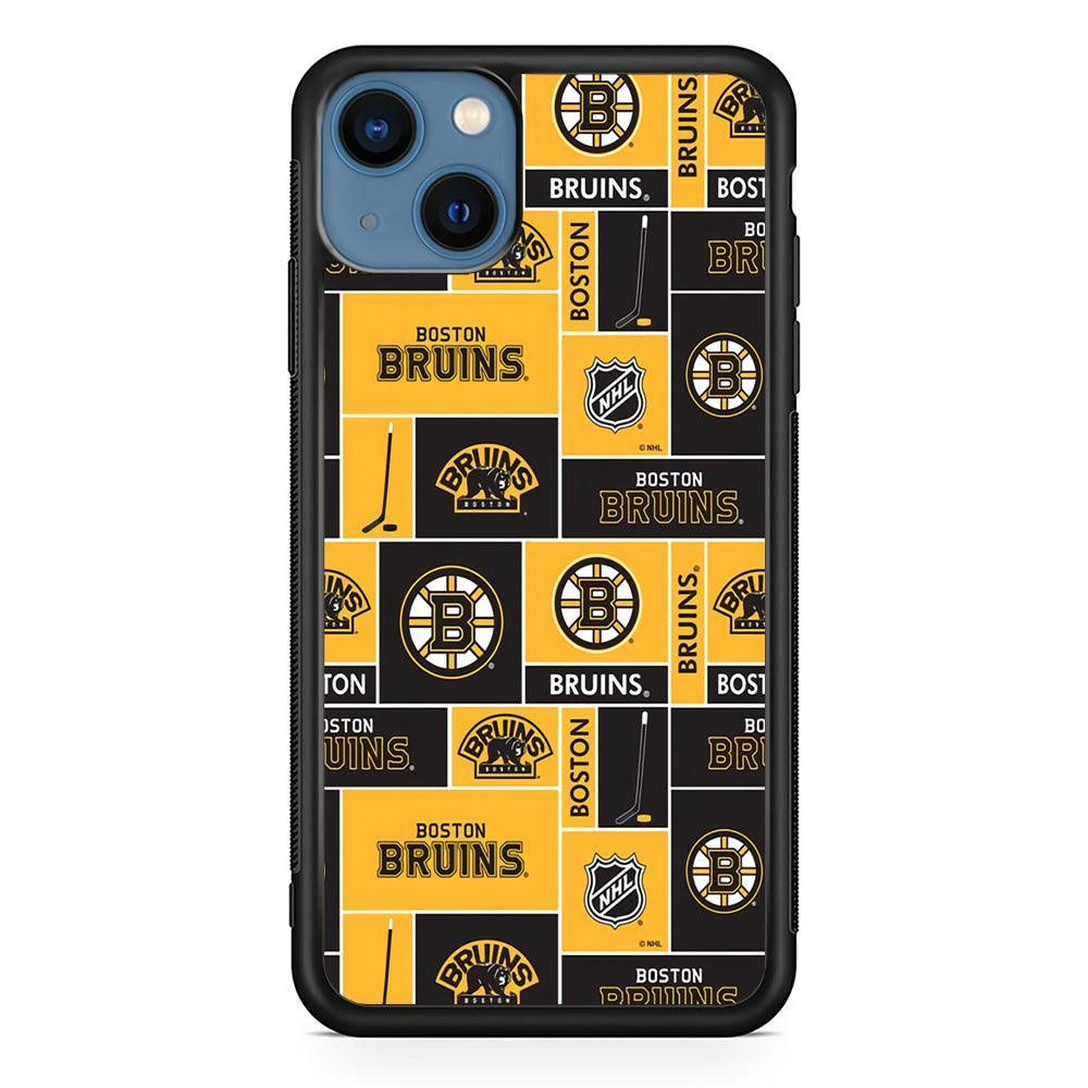 Hockey Boston Bruins NHL 001 iPhone 13 Case-Rubber / Black (2D Case)-Xtracase