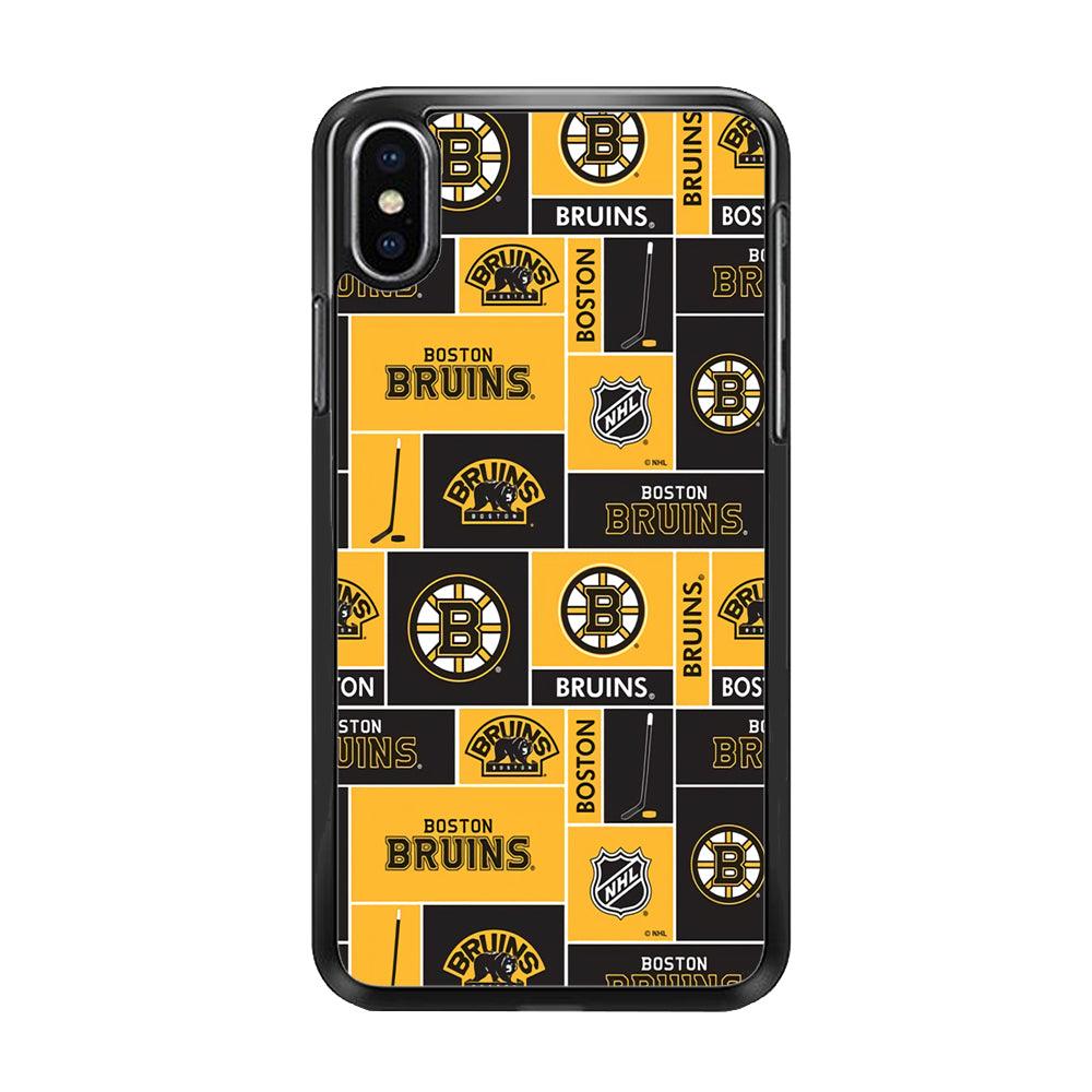 Hockey Boston Bruins NHL 001 iPhone Xs Case-Rubber / Black (2D Case)-Xtracase