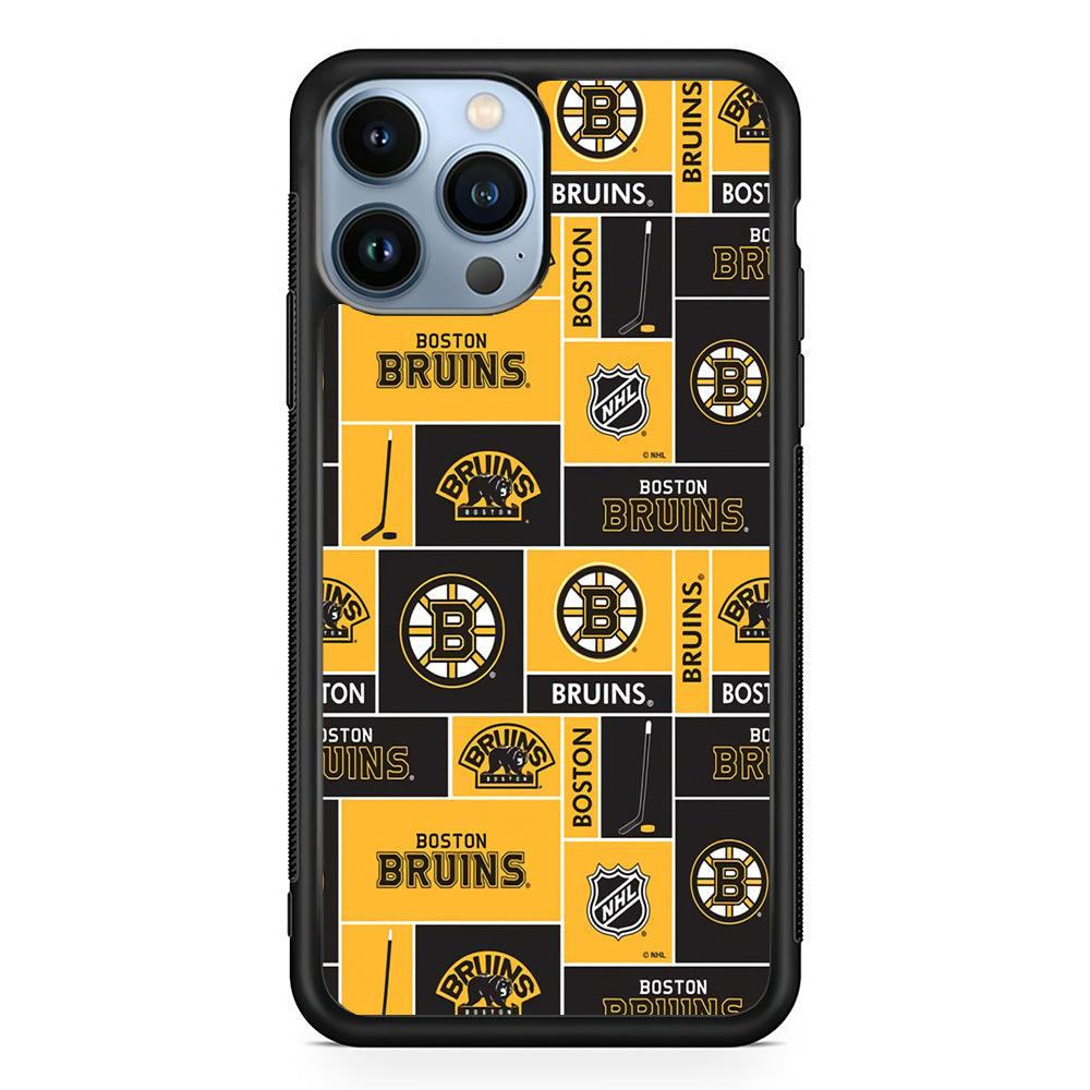 Hockey Boston Bruins NHL 001 iPhone 13 Pro Max Case-Rubber / Black (2D Case)-Xtracase