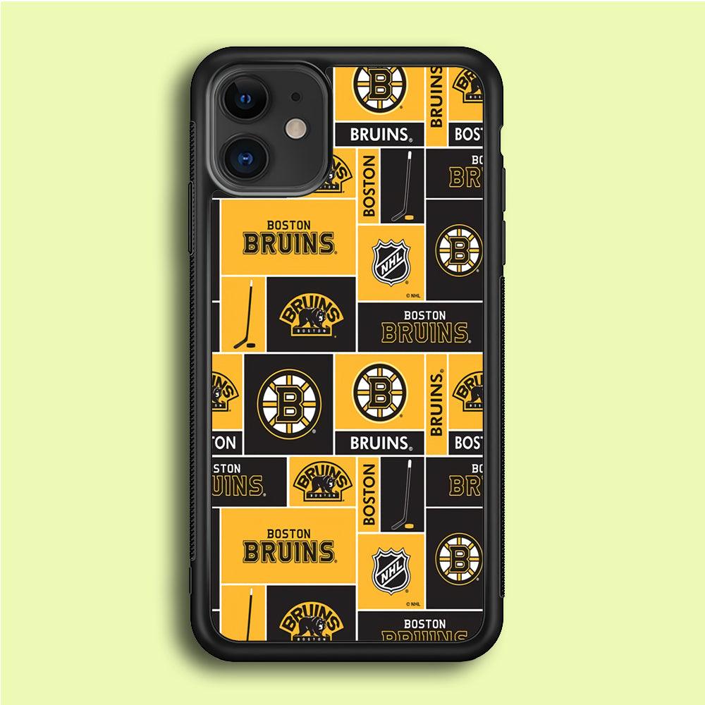 Hockey Boston Bruins NHL 001 iPhone 12 Case-Rubber / Black (2D Case)-Xtracase