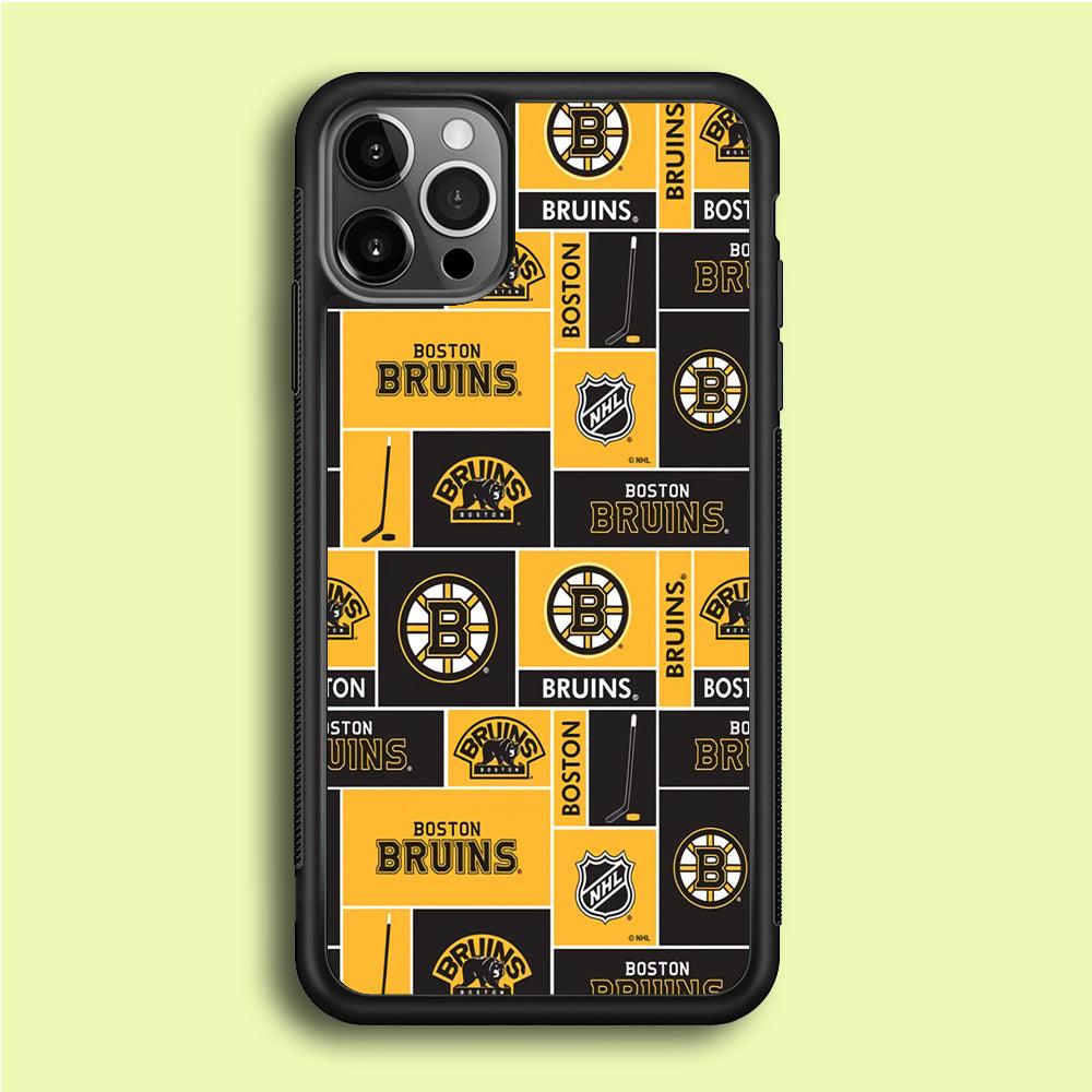 Hockey Boston Bruins NHL 001 iPhone 12 Pro Case-Rubber / Black (2D Case)-Xtracase