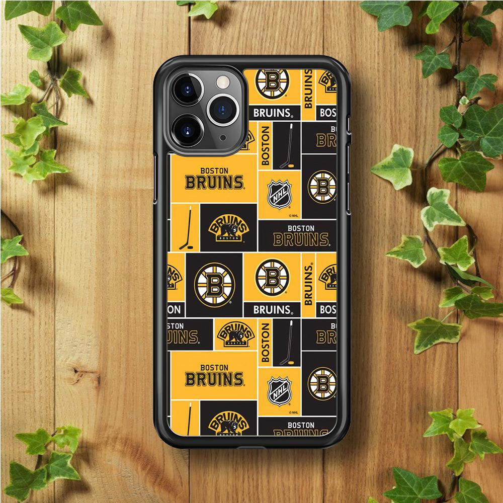 Hockey Boston Bruins NHL 001 iPhone 11 Pro Max Case-Rubber / Black (2D Case)-Xtracase