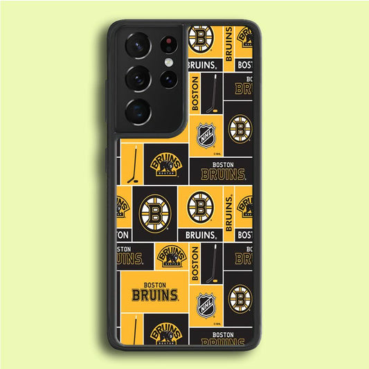 Hockey Boston Bruins NHL 001 Samsung Galaxy S21 Ultra Case-Rubber / Black (2D Case)-Xtracase