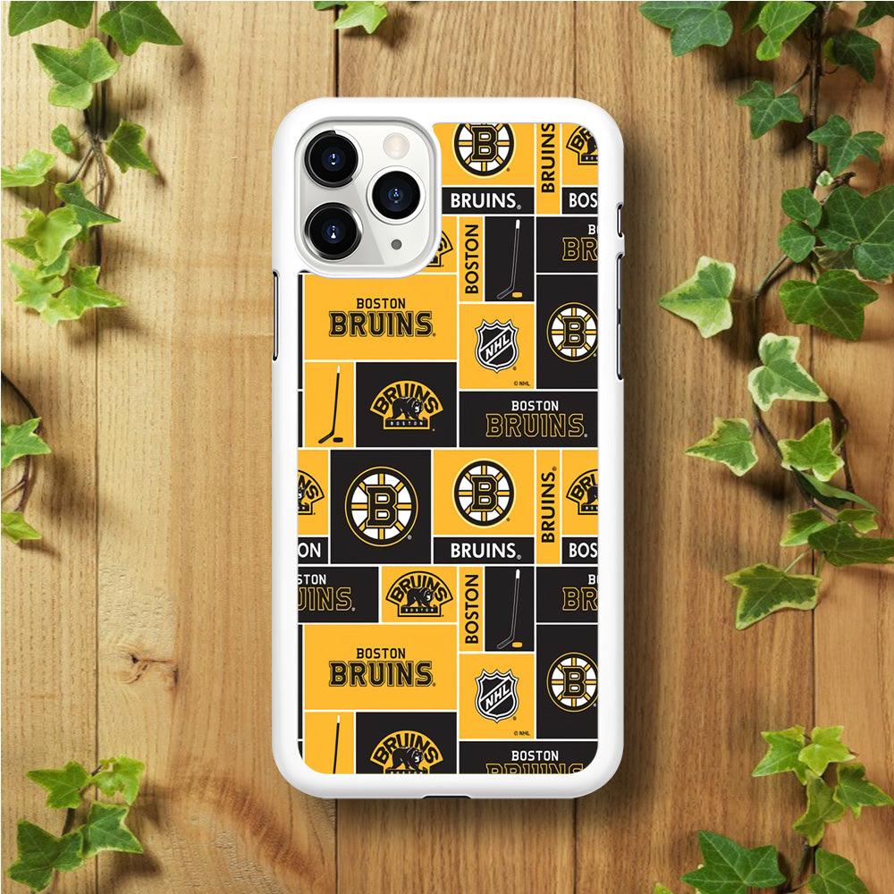 Hockey Boston Bruins NHL 001 iPhone 11 Pro Case-Rubber / White (2D Case)-Xtracase