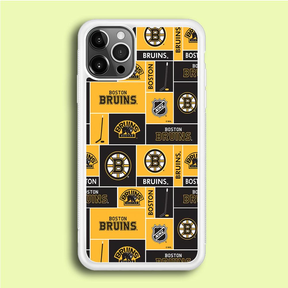 Hockey Boston Bruins NHL 001 iPhone 12 Pro Max Case-Rubber / White (2D Case)-Xtracase