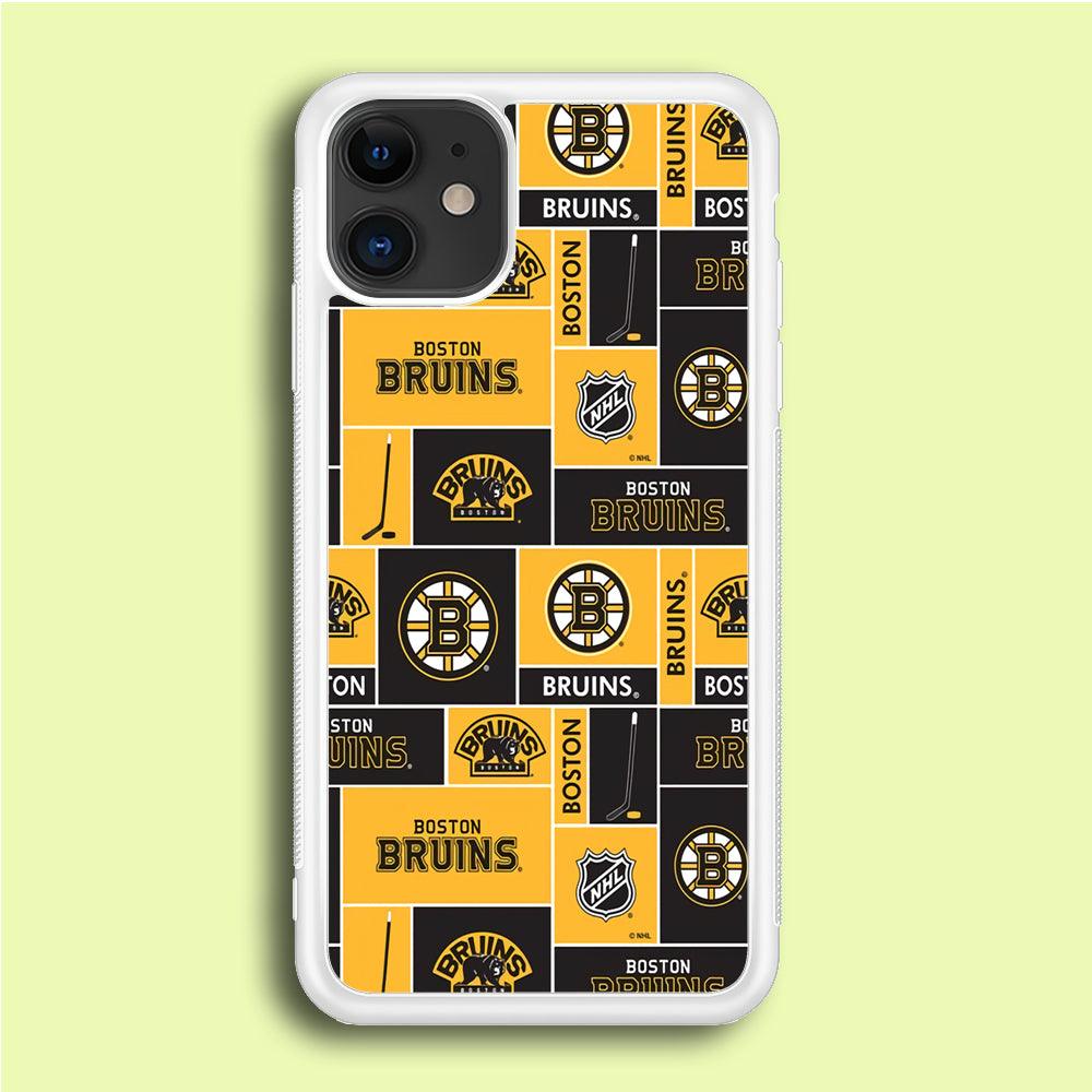 Hockey Boston Bruins NHL 001 iPhone 12 Case-Rubber / White (2D Case)-Xtracase