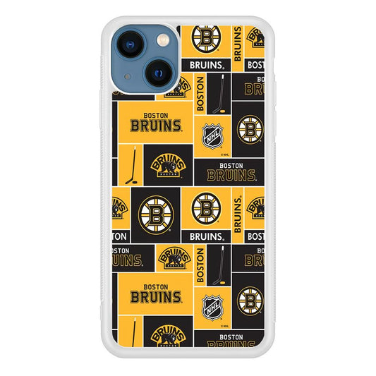 Hockey Boston Bruins NHL 001 iPhone 13 Mini Case-Rubber / White (2D Case)-Xtracase