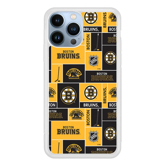 Hockey Boston Bruins NHL 001 iPhone 13 Pro Case-Rubber / White (2D Case)-Xtracase