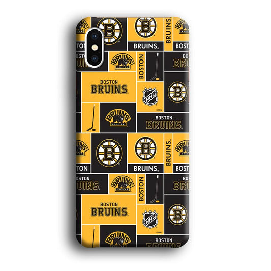 Hockey Boston Bruins NHL 001 iPhone X Case-Rubber / White (2D Case)-Xtracase