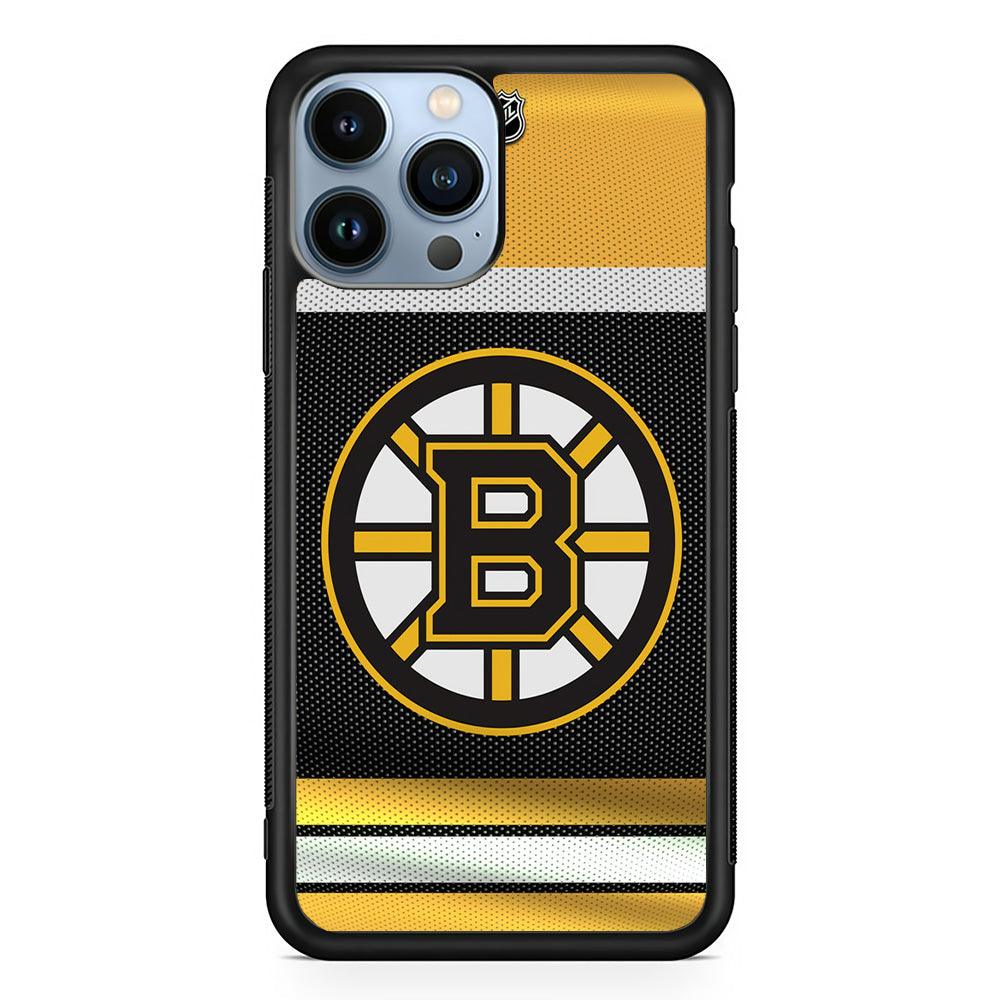 Hockey Boston Bruins NHL 002 iPhone 13 Pro Case-Rubber / Black (2D Case)-Xtracase