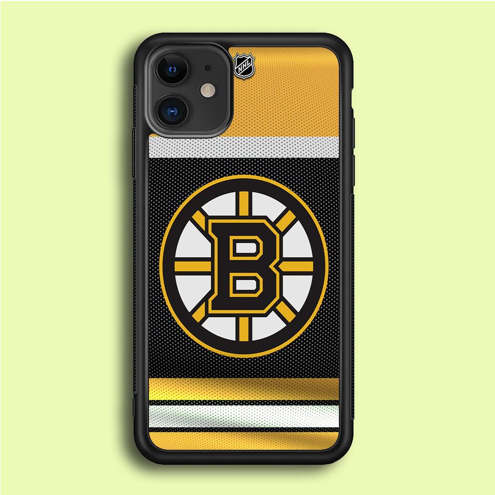 Hockey Boston Bruins NHL 002 iPhone 12 Case-Rubber / Black (2D Case)-Xtracase