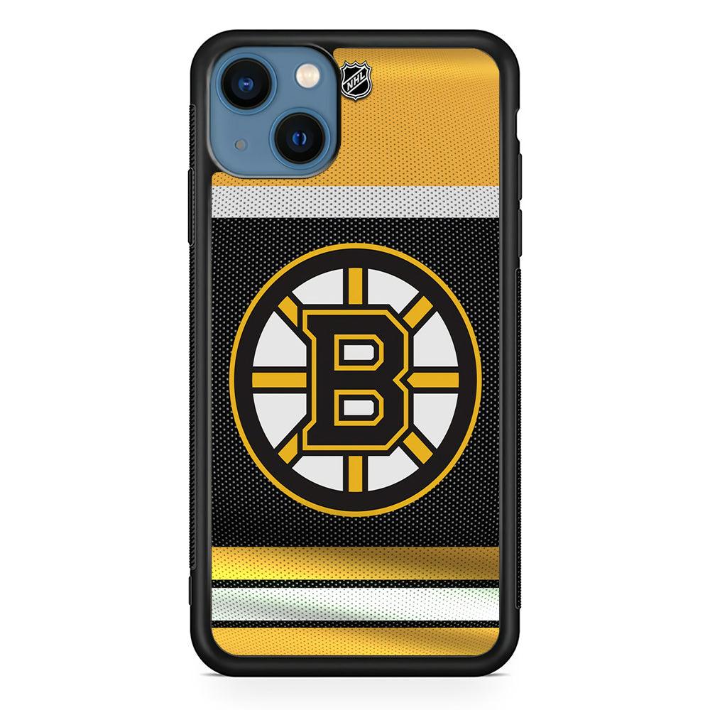 Hockey Boston Bruins NHL 002 iPhone 13 Case-Rubber / Black (2D Case)-Xtracase