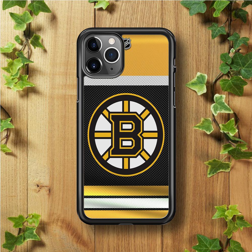 Hockey Boston Bruins NHL 002 iPhone 11 Pro Max Case-Rubber / Black (2D Case)-Xtracase