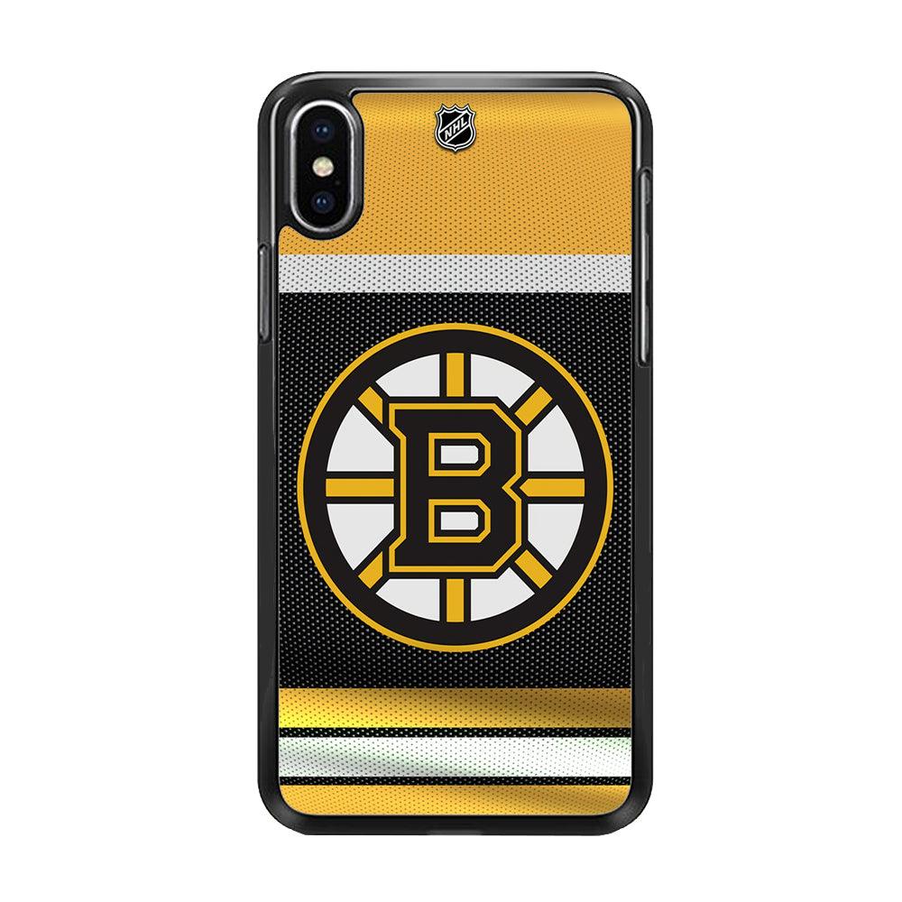 Hockey Boston Bruins NHL 002 iPhone X Case-Rubber / Black (2D Case)-Xtracase