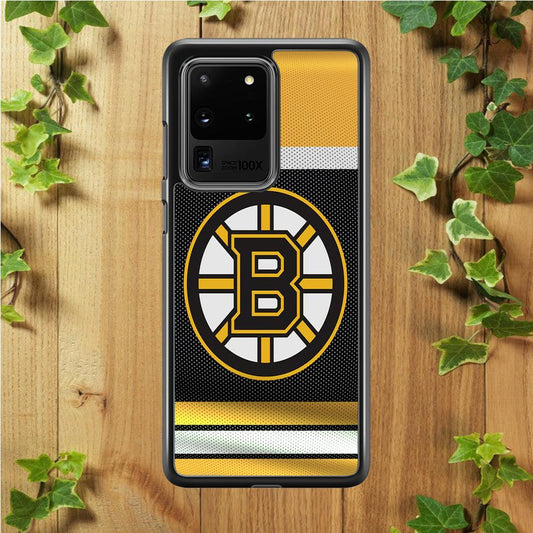 Hockey Boston Bruins NHL 002 Samsung Galaxy S20 Ultra Case-Rubber / Black (2D Case)-Xtracase