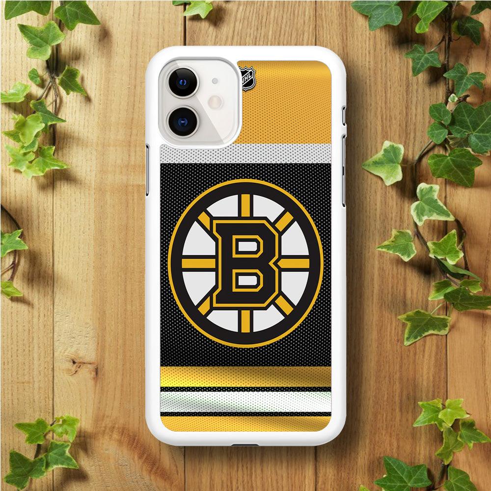 Hockey Boston Bruins NHL 002 iPhone 11 Case-Rubber / White (2D Case)-Xtracase
