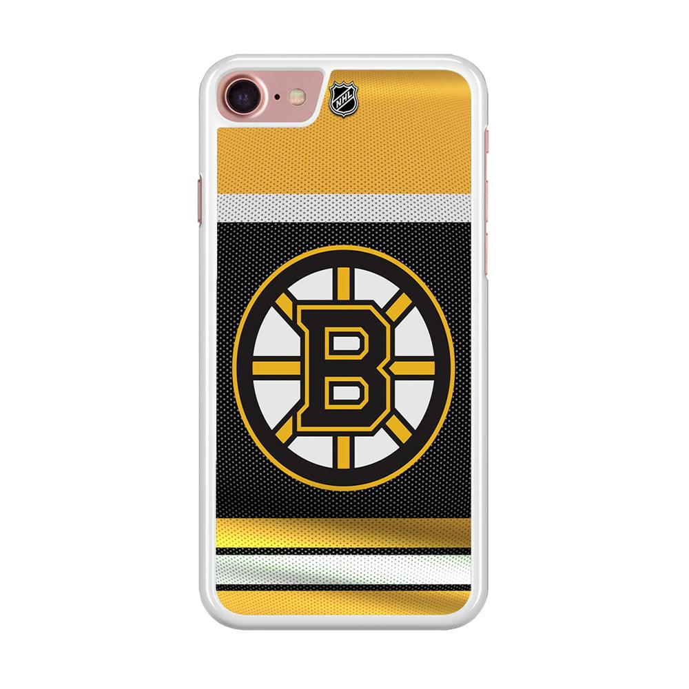 Hockey Boston Bruins NHL 002 iPhone 8 Case-Rubber / White (2D Case)-Xtracase