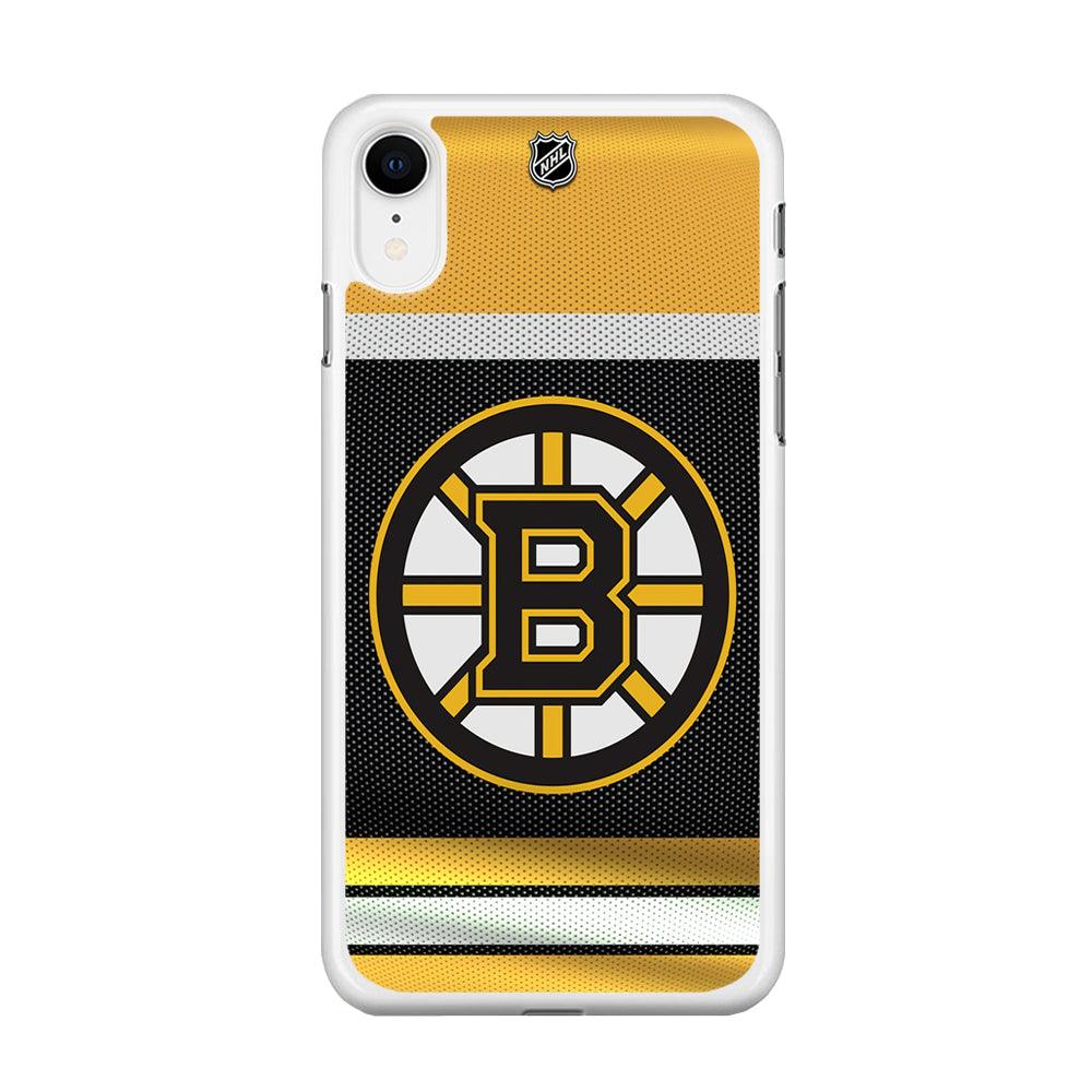 Hockey Boston Bruins NHL 002 iPhone XR Case-Rubber / White (2D Case)-Xtracase