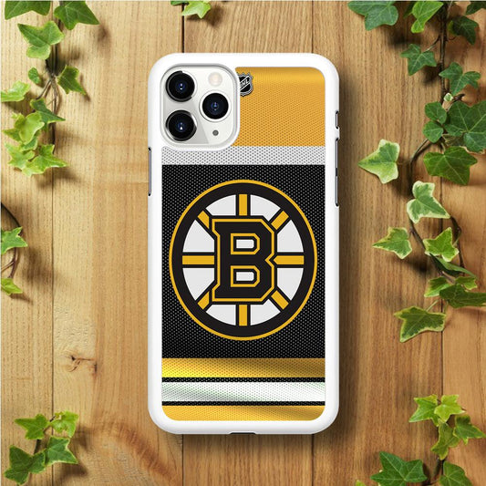 Hockey Boston Bruins NHL 002 iPhone 11 Pro Case-Rubber / White (2D Case)-Xtracase