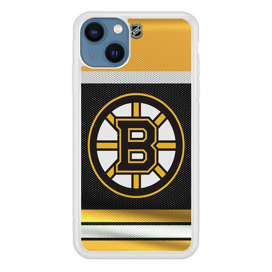 Hockey Boston Bruins NHL 002 iPhone 13 Mini Case-Rubber / White (2D Case)-Xtracase