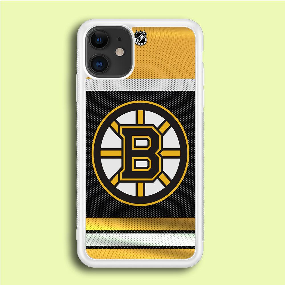 Hockey Boston Bruins NHL 002 iPhone 12 Case-Rubber / White (2D Case)-Xtracase