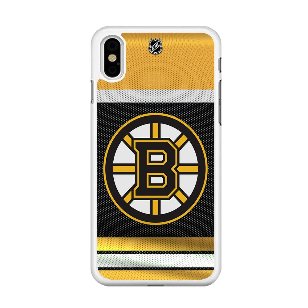 Hockey Boston Bruins NHL 002 iPhone X Case-Rubber / White (2D Case)-Xtracase