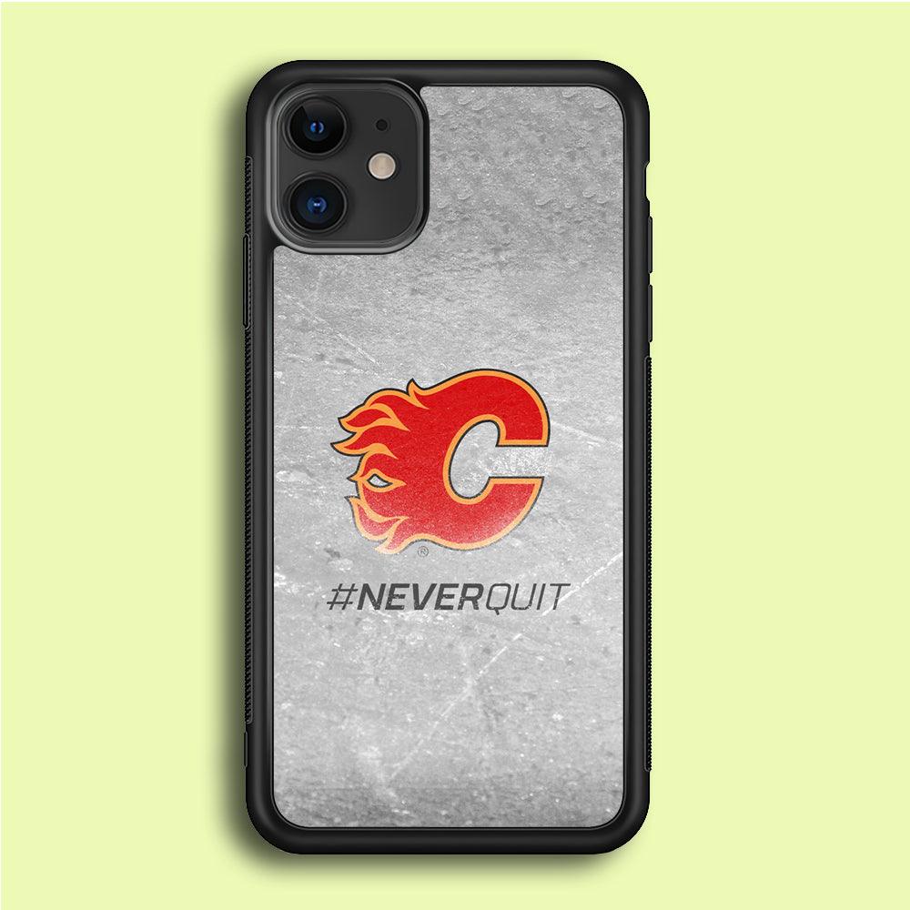 Hockey Calgary Flames NHL 001 iPhone 12 Mini Case-Rubber / Black (2D Case)-Xtracase